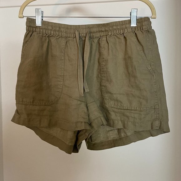 Quince 100% European Linen Shorts in Washed Olive - Picture 1 of 3